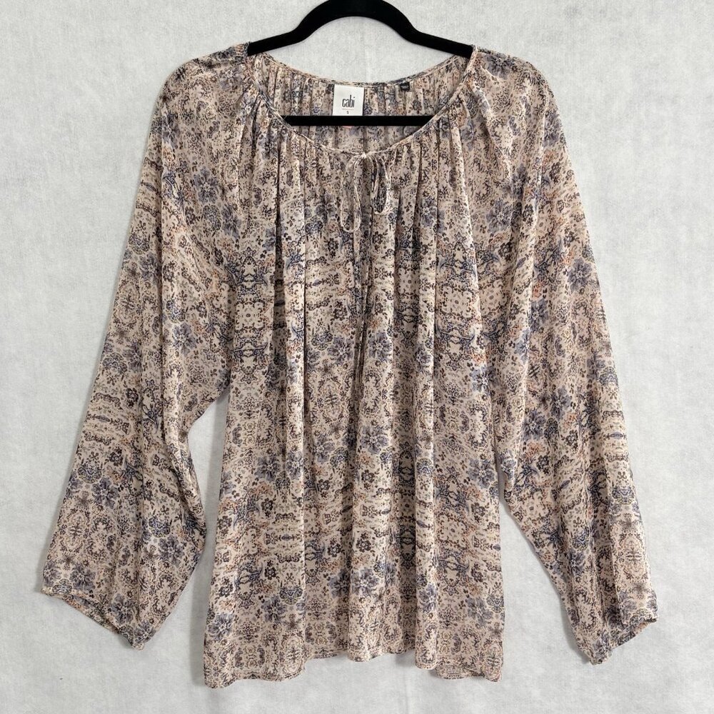 CABI Women Siena Floral Sheer Chiffon Oversized Top 5028 Sz S Multicolor 3-52